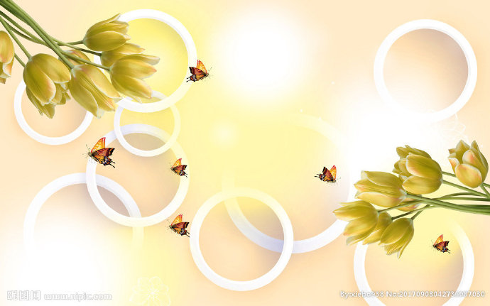 G蝶恋百合花立体