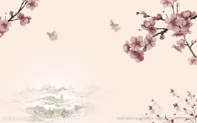 G中式梅花山水画