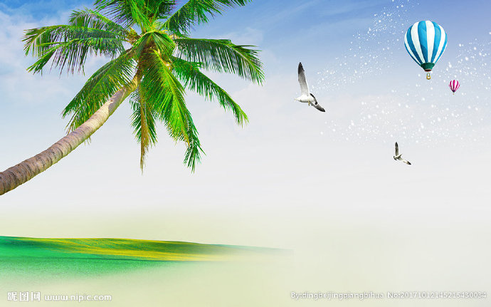 G清新海边椰树海