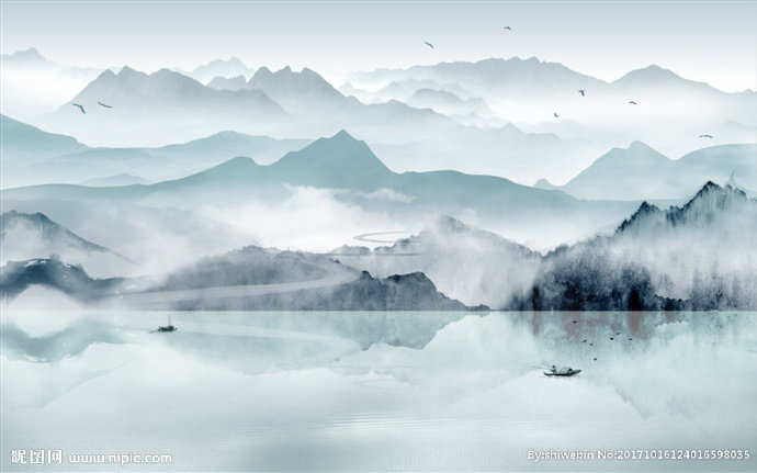 G水墨山水壁画背