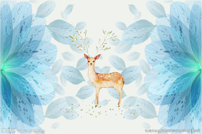G蓝色梦幻花朵小