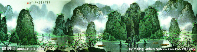 G桂林山水画背景