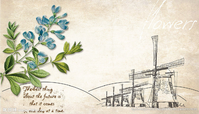 G复古树叶字母影