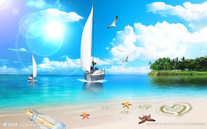 G简约海滩大海背