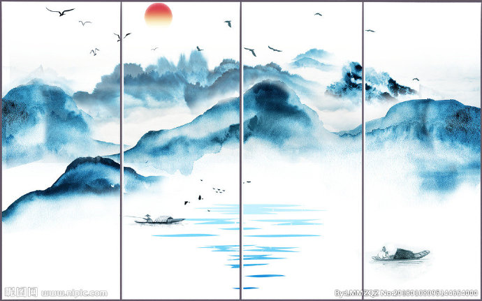 G新中式山水背景