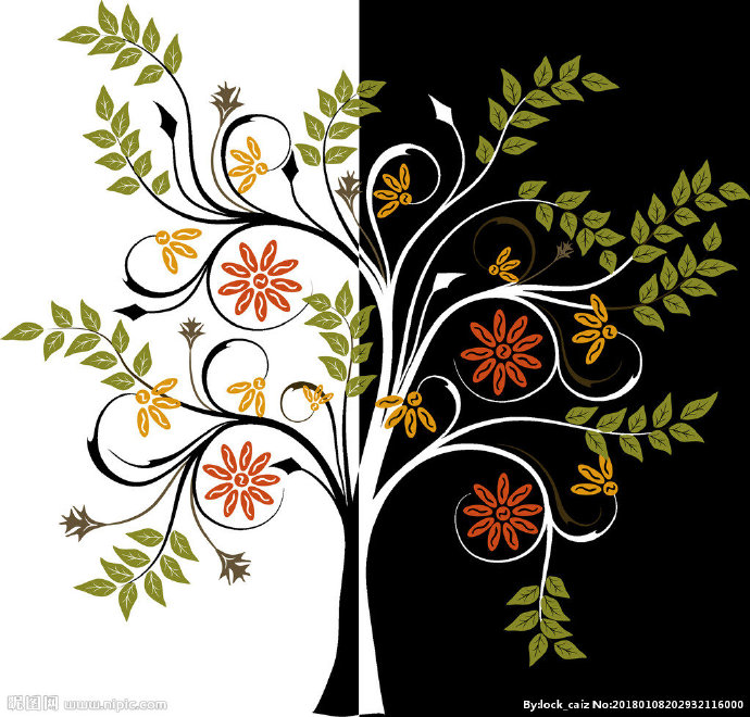 G黑白树装饰画背