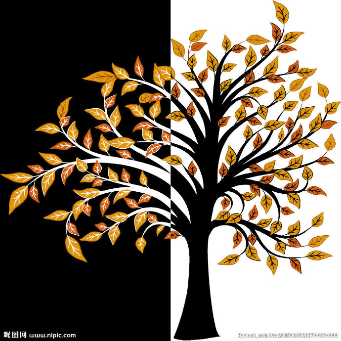 G黑白树背景墙黑