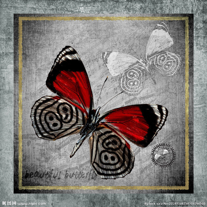 G复古蝴蝶背景墙