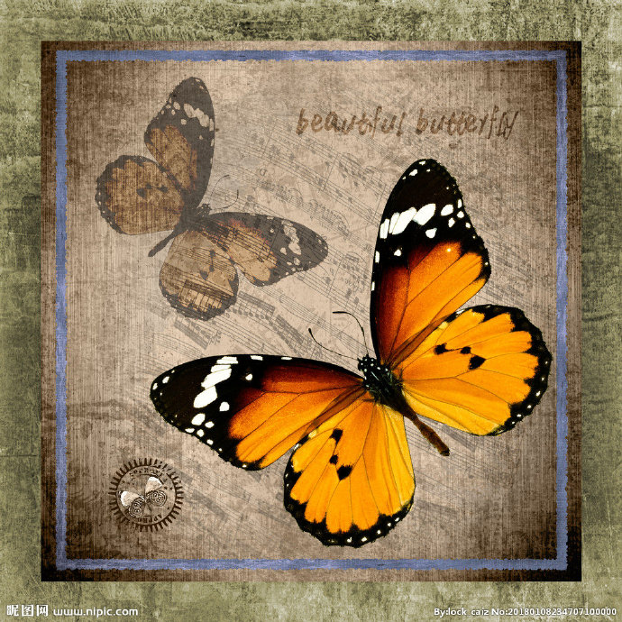 G复古蝴蝶背景墙