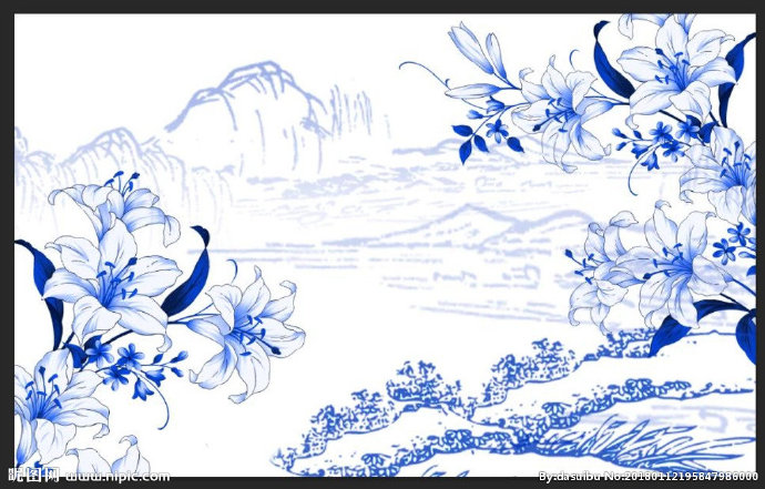 G中式青花瓷山水