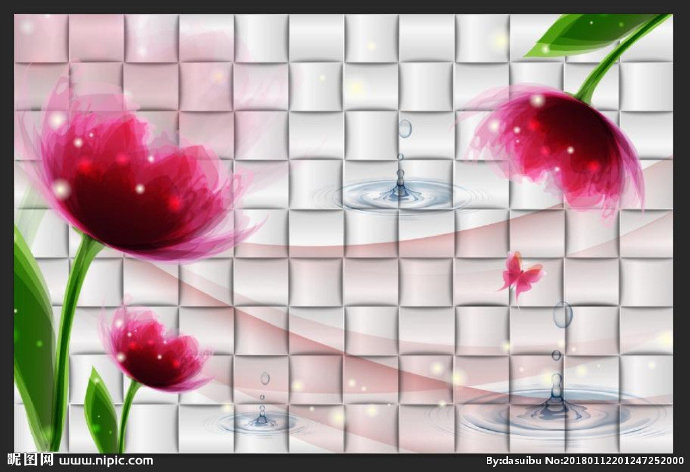 G彩绘水影梦幻花