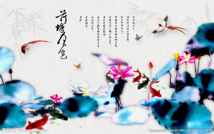 G荷花背景墙莲花