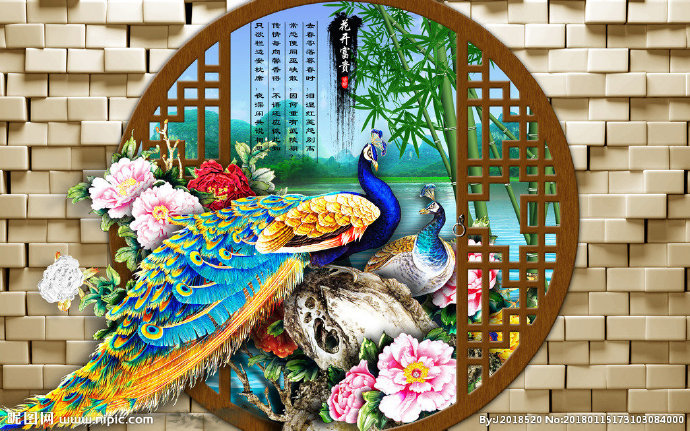 G花开富贵背景墙