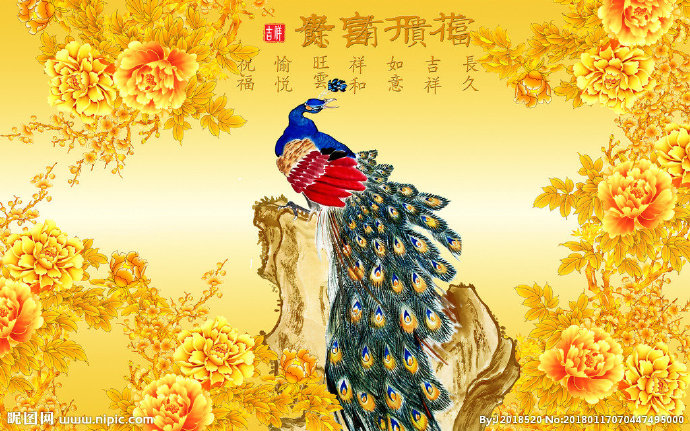 G花开富贵背景墙