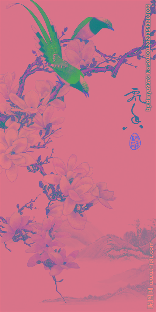 G中式花鸟玄关中