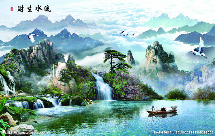 G流水生财背景墙