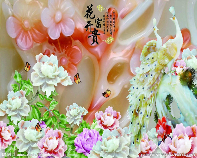G花开富贵背景墙