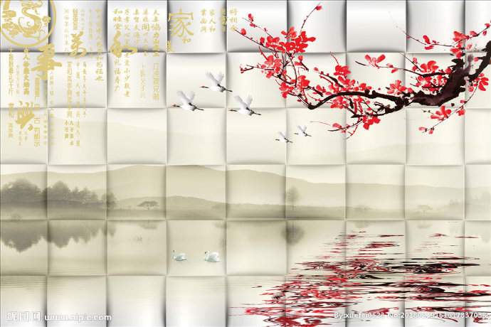 G梅花背景墙背景