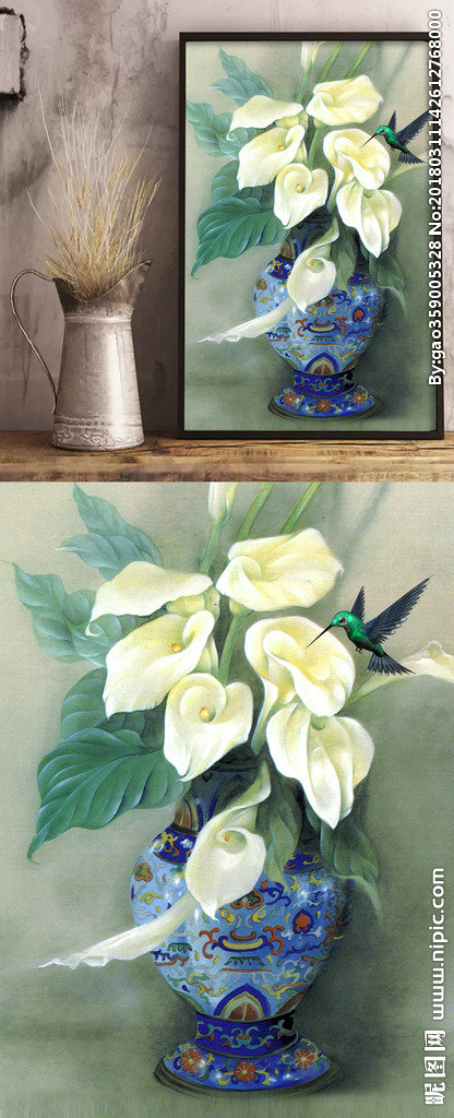 G手绘油画玉兰花