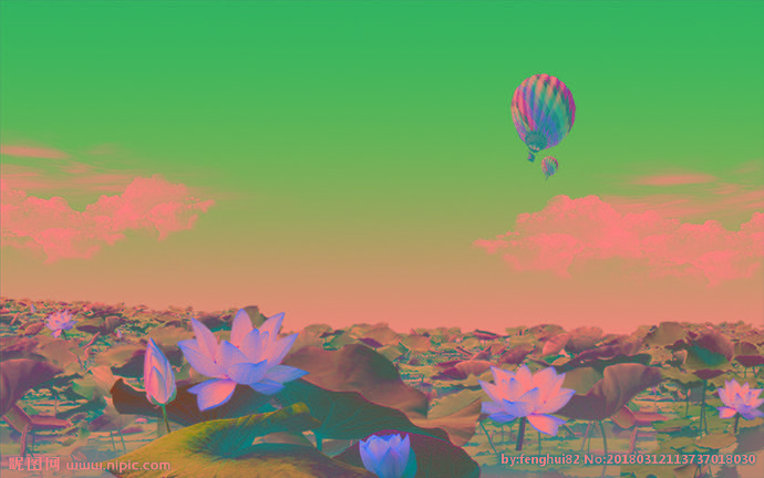 G荷花图背景墙莲