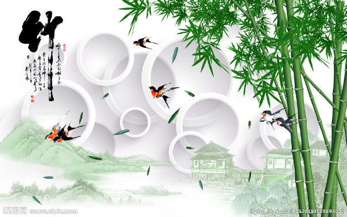 G中式3D竹子电