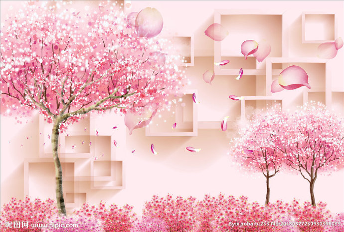 G樱花树背景墙樱