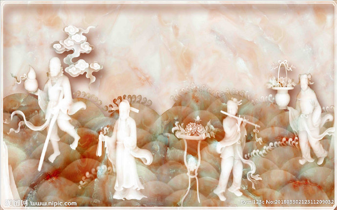 G山水人物壁画客