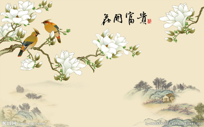 G花开富贵背景墙