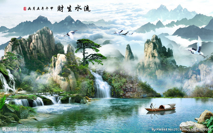 G流水生财背景墙