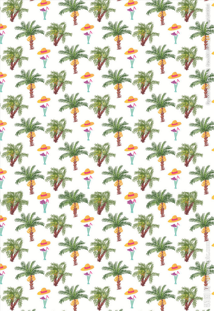 G椰树印花背景墙