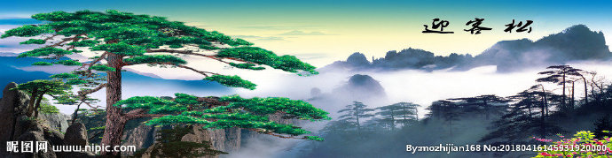 G迎客松背景墙迎