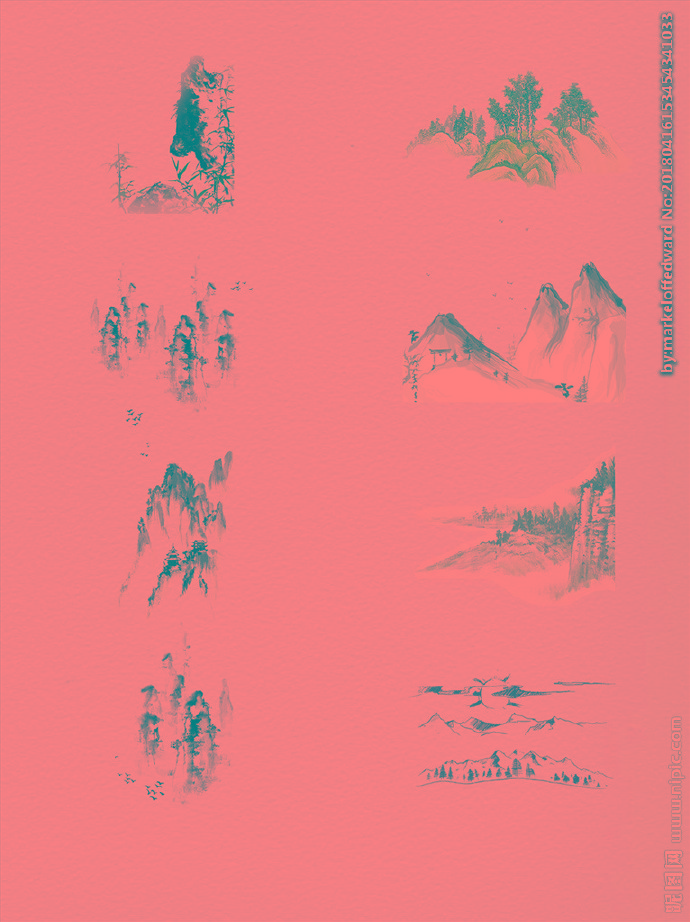 G水墨山背景墙背
