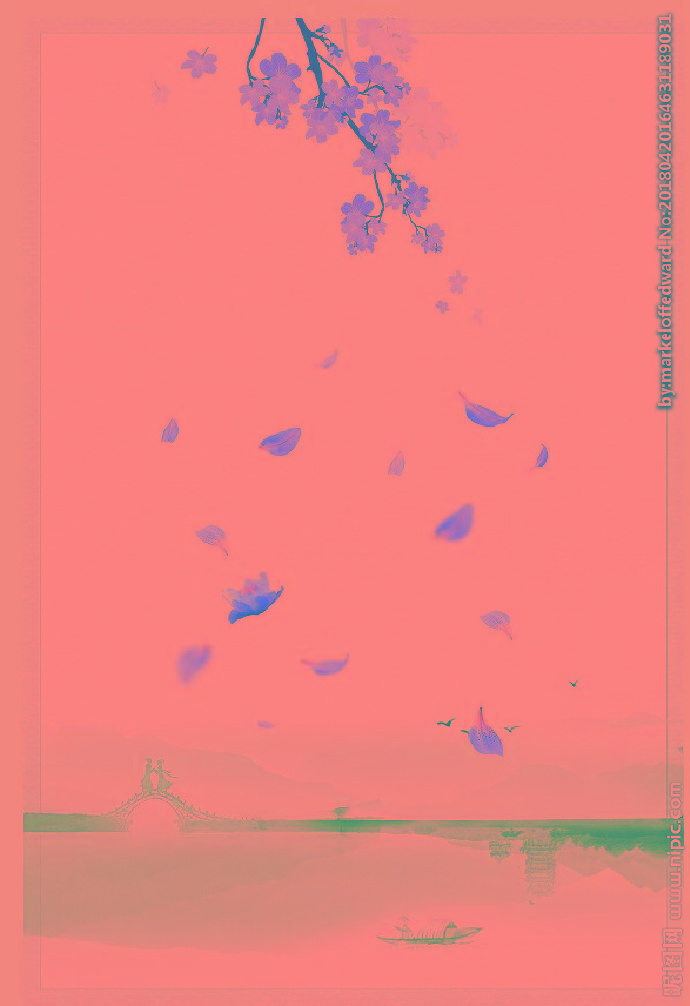 G水墨桃花背景背