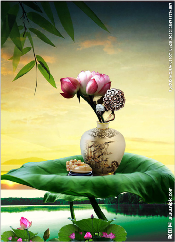 G荷花背景墙莲花