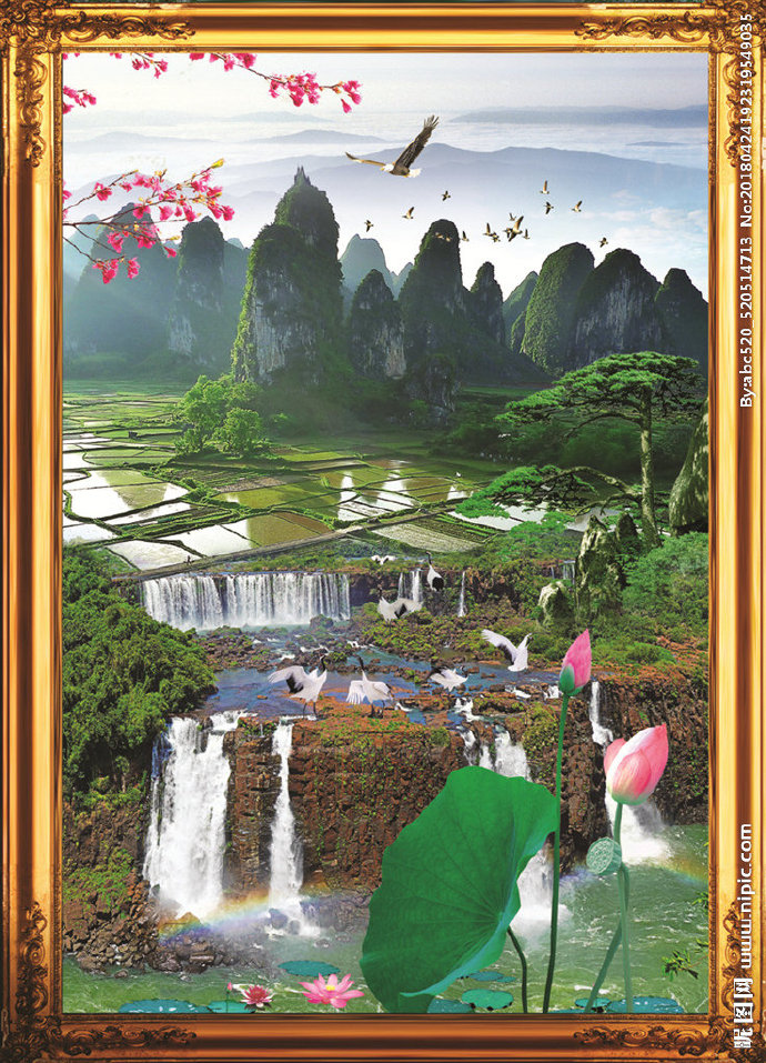 G山水画背景墙背