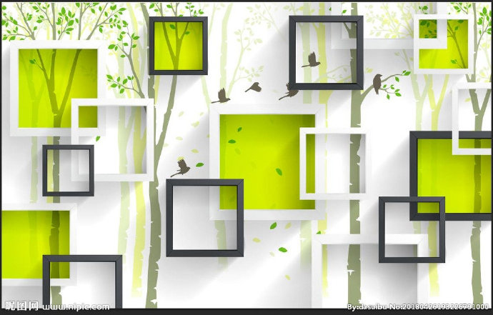 G矢量树鸟黑白框