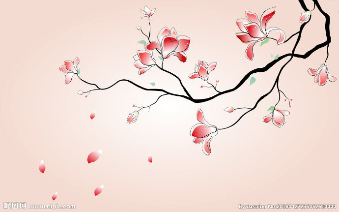 G中式梅花花鸟粉