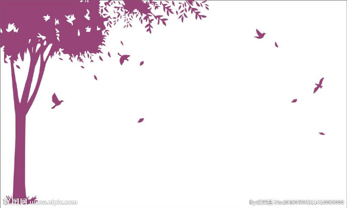 G树和鸟背景墙树