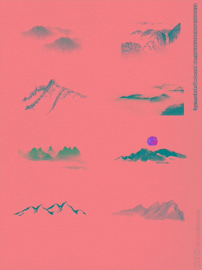 G水墨山背景墙背