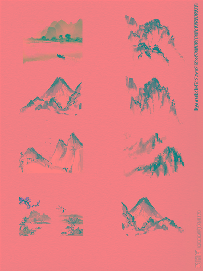 G水墨山背景墙背
