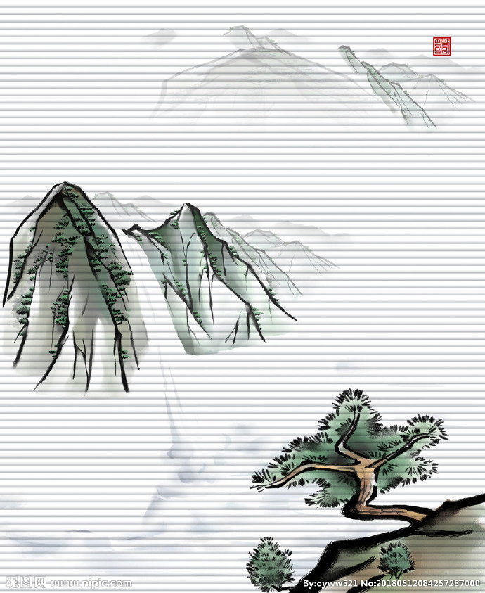 G水墨画背景墙背