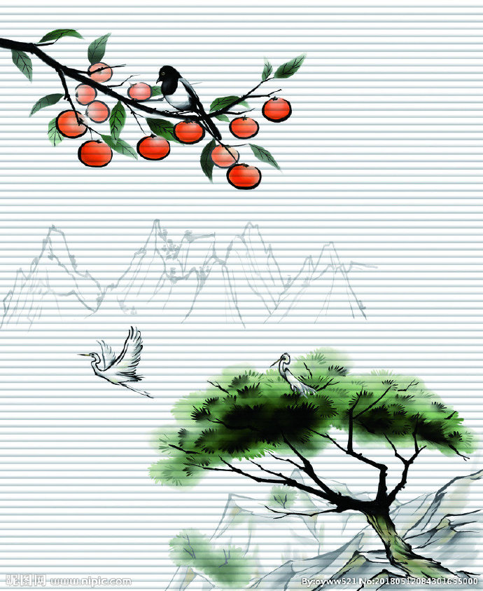 G水墨画背景墙背