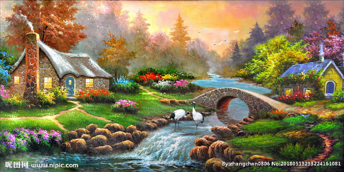 G风景油画背景墙