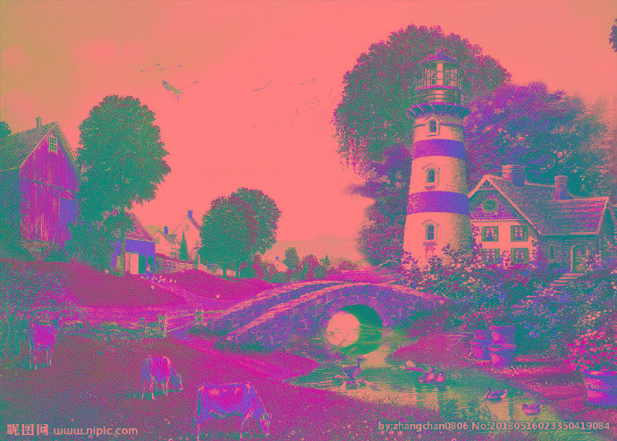 G风景油画背景墙