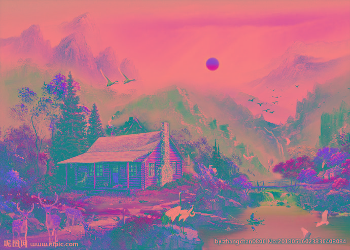G风景油画背景墙