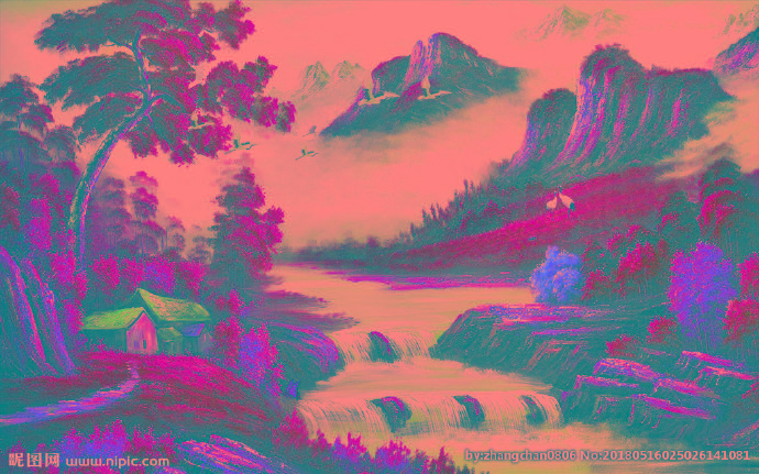 G风景油画背景墙