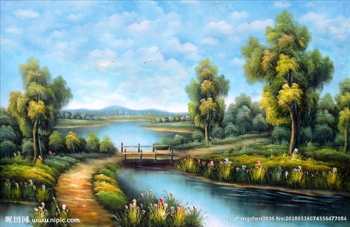 G风景油画背景墙
