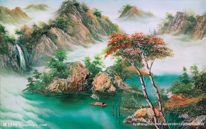 G油画风景背景墙