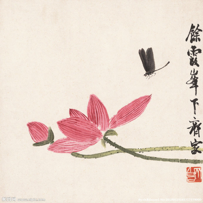 G齐白石蜻蜓荷花