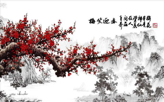 G3D背景墙梅笑
